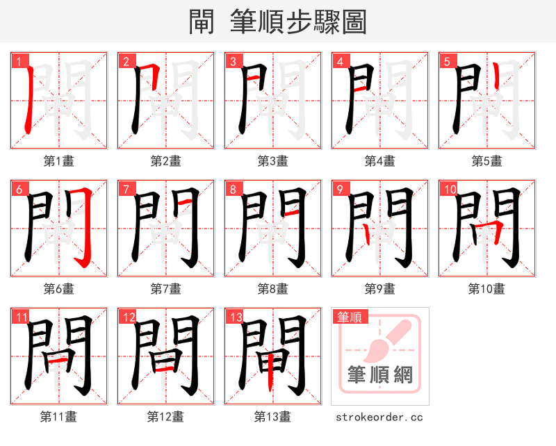 閘 的笔顺分步演示