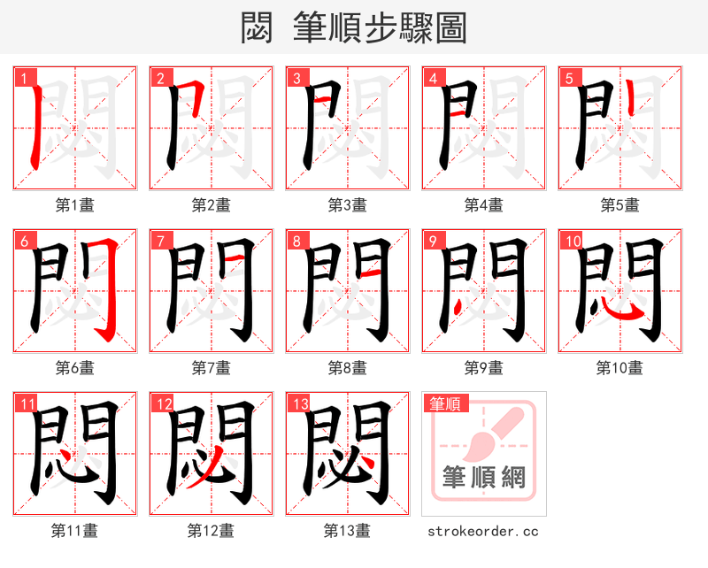 閟 的笔顺分步演示