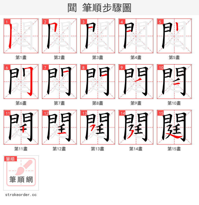 閮 的笔顺分步演示
