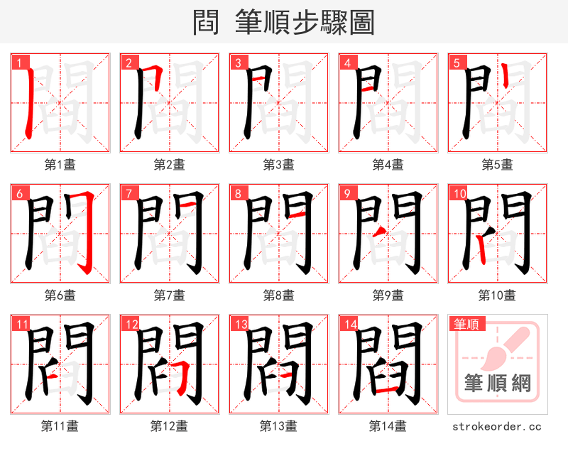 閰 的笔顺分步演示
