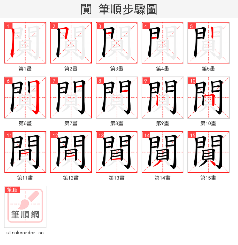 閴 的笔顺分步演示