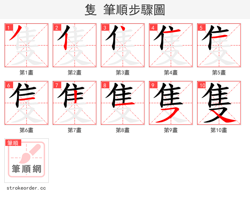 隻 的笔顺分步演示