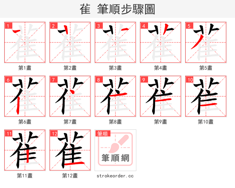 雈 的笔顺分步演示