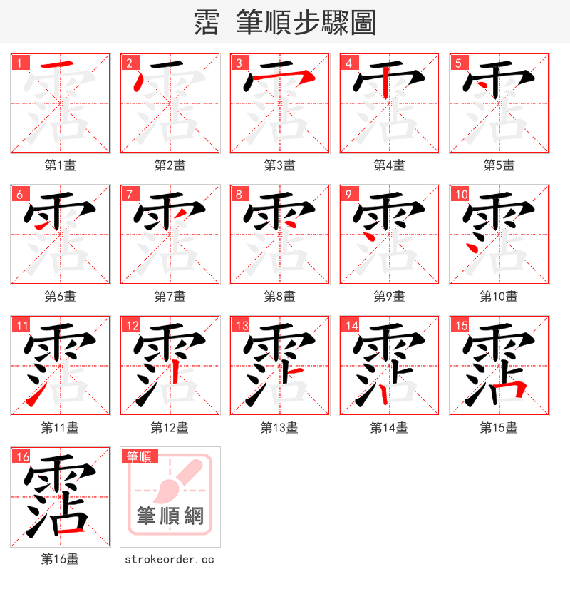 霑 的笔顺分步演示