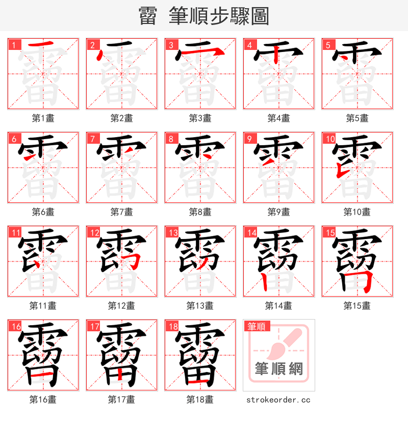 霤 的笔顺分步演示