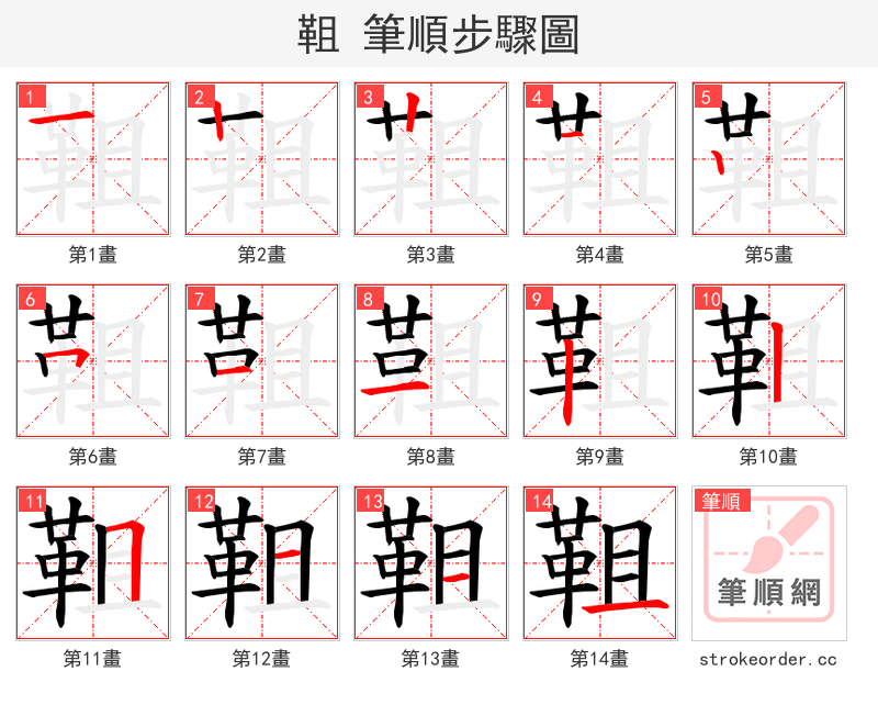 靻 的笔顺分步演示