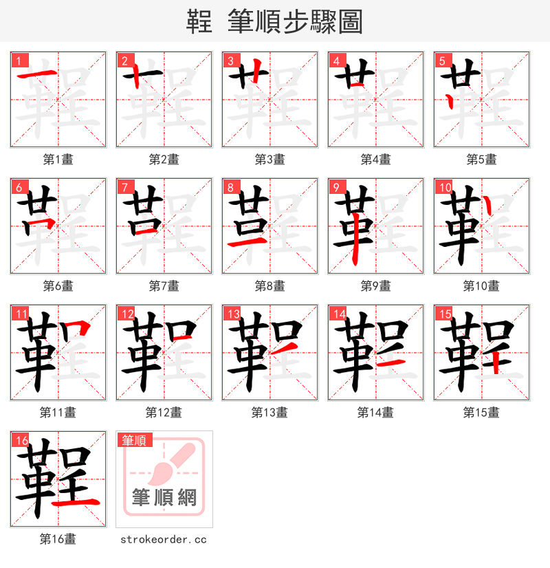 鞓 的笔顺分步演示