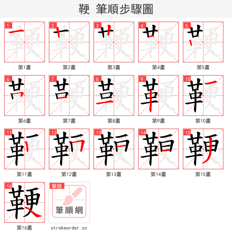 鞕 的笔顺分步演示