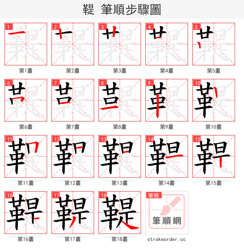鞮 的笔顺分步演示