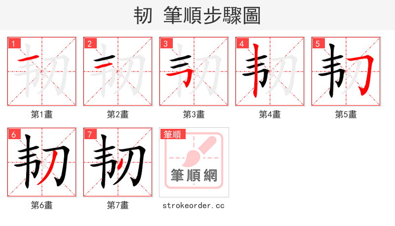 韧 的笔顺分步演示