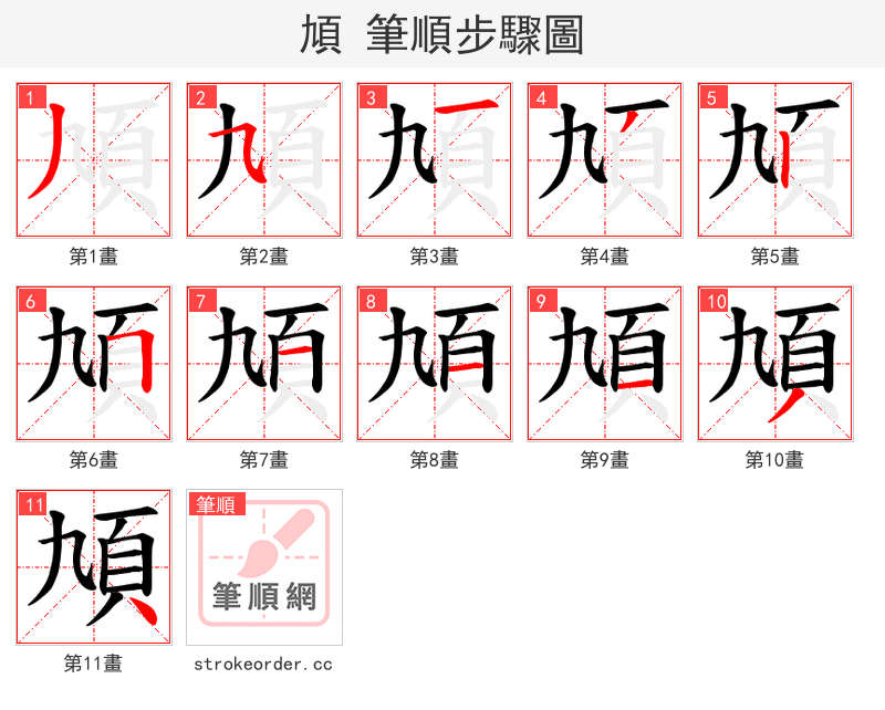 頄 的笔顺分步演示