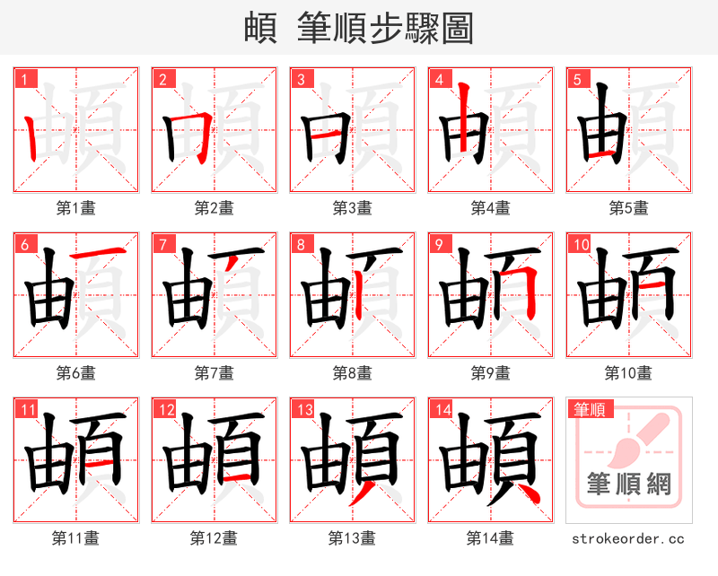 頔 的笔顺分步演示