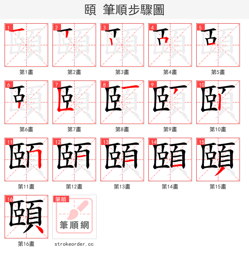 頤 的笔顺分步演示