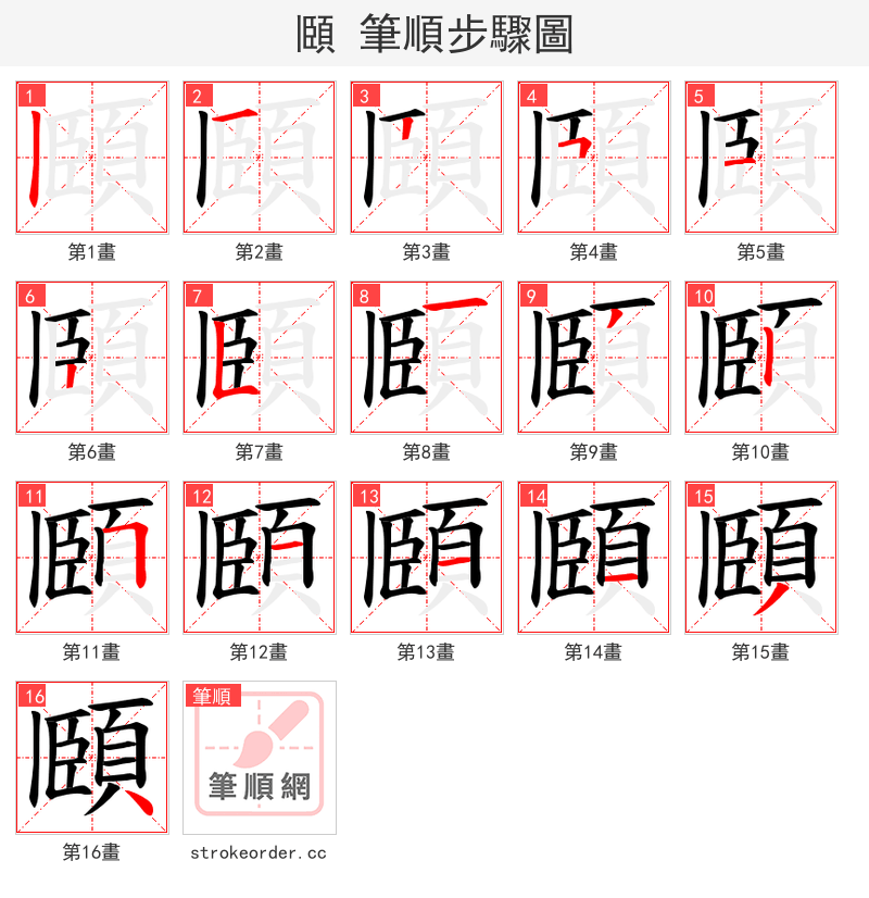頥 的笔顺分步演示