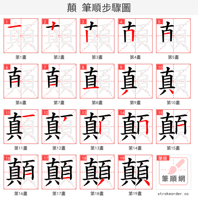 顛 的笔顺分步演示