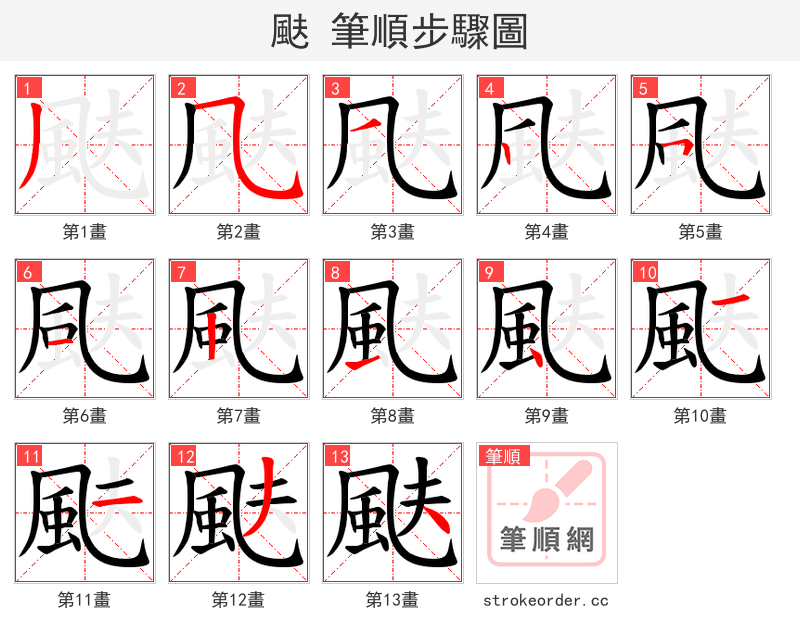 颫 的笔顺分步演示