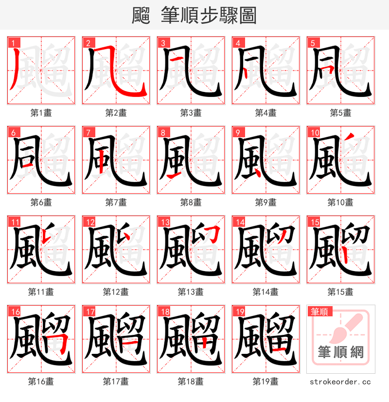 飀 的笔顺分步演示