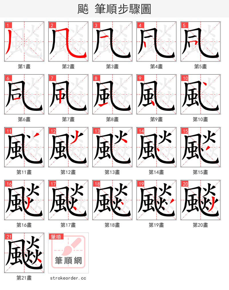 飈 的笔顺分步演示
