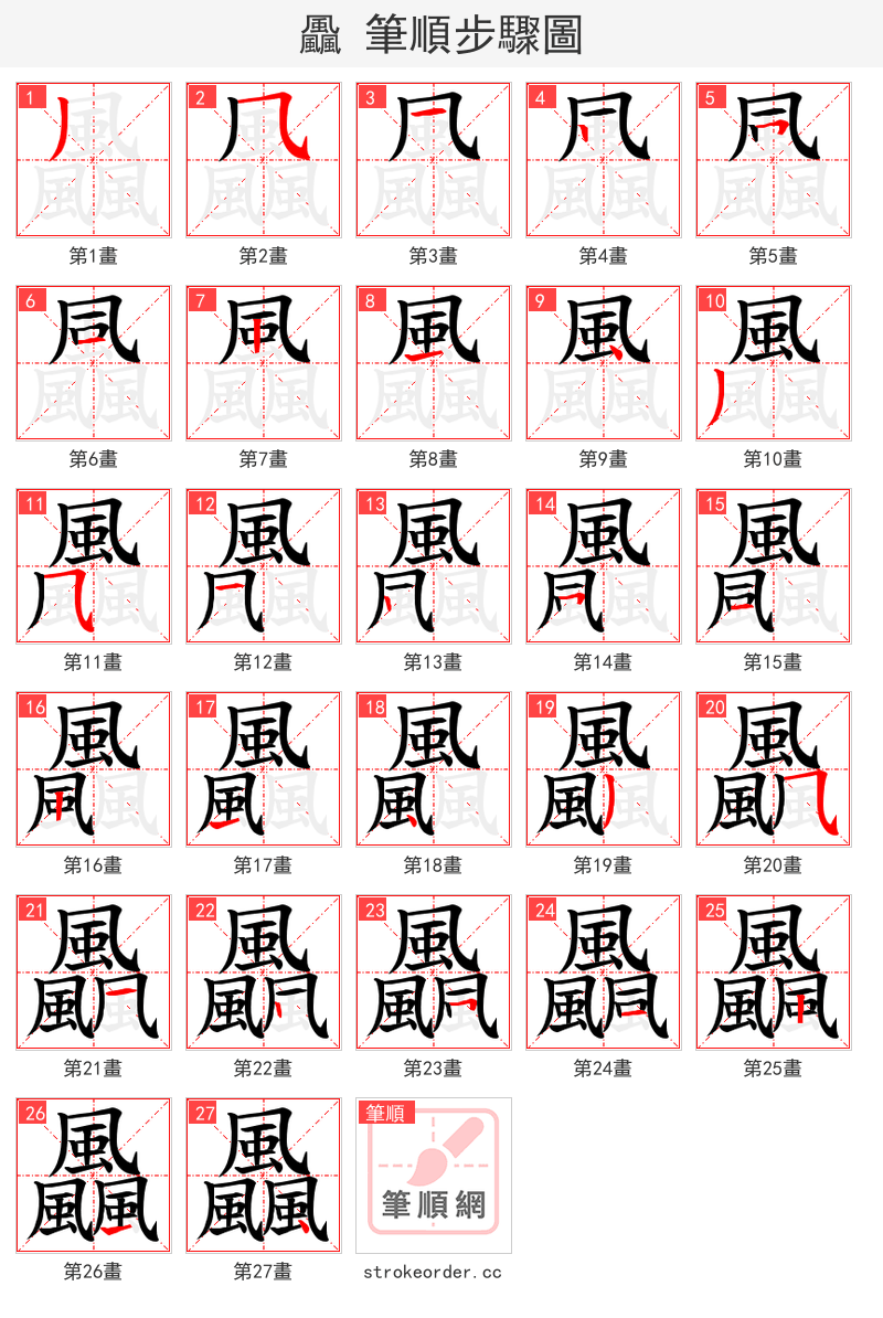 飍 的笔顺分步演示