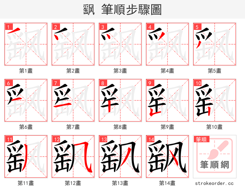 飖 的笔顺分步演示