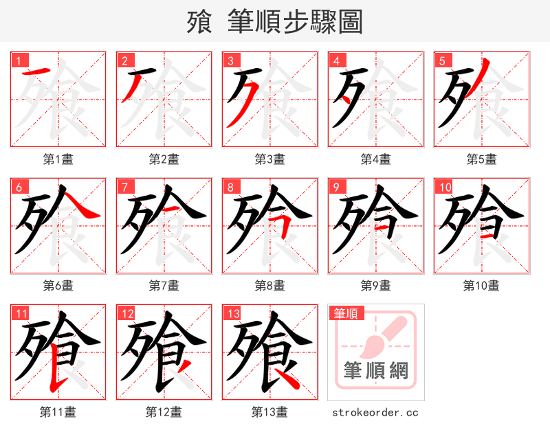 飱 的笔顺分步演示
