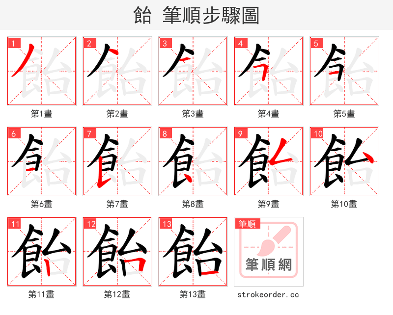 飴 的笔顺分步演示