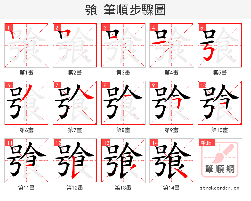 飸 的笔顺分步演示