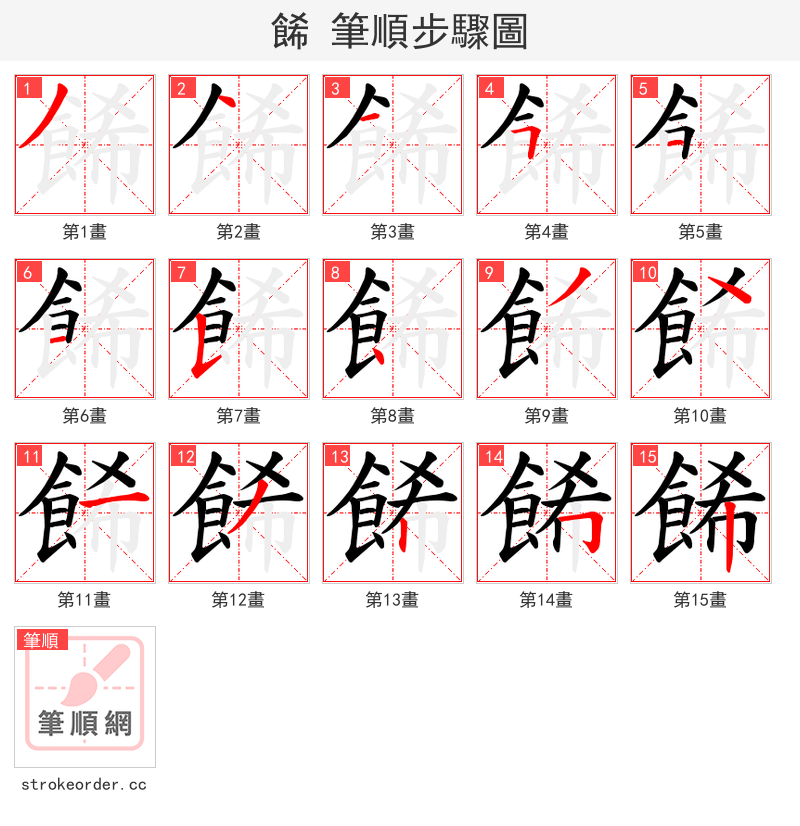 餙 的笔顺分步演示