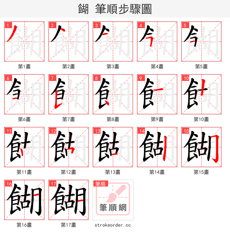 餬 的笔顺分步演示