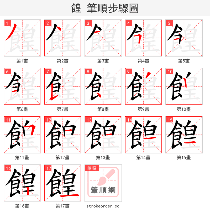 餭 的笔顺分步演示