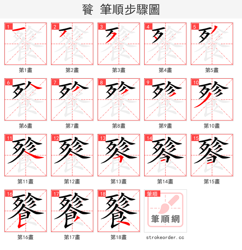 餮 的笔顺分步演示