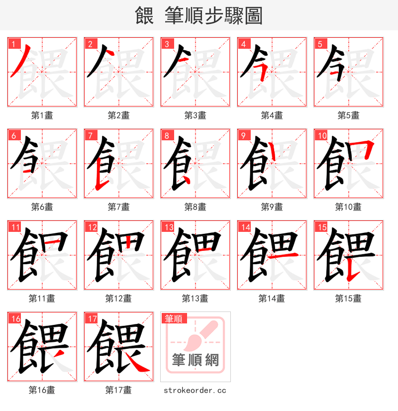 餵 的笔顺分步演示