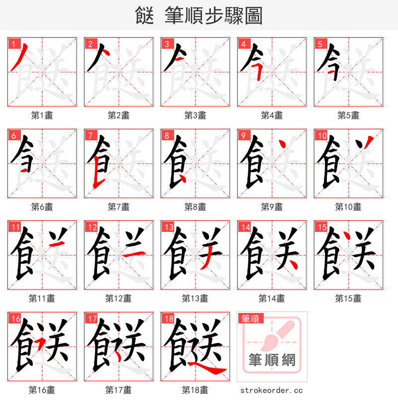 餸 的笔顺分步演示