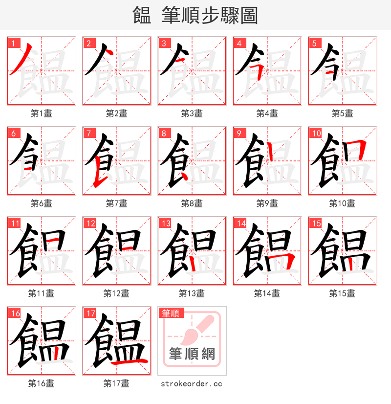 饂 的笔顺分步演示