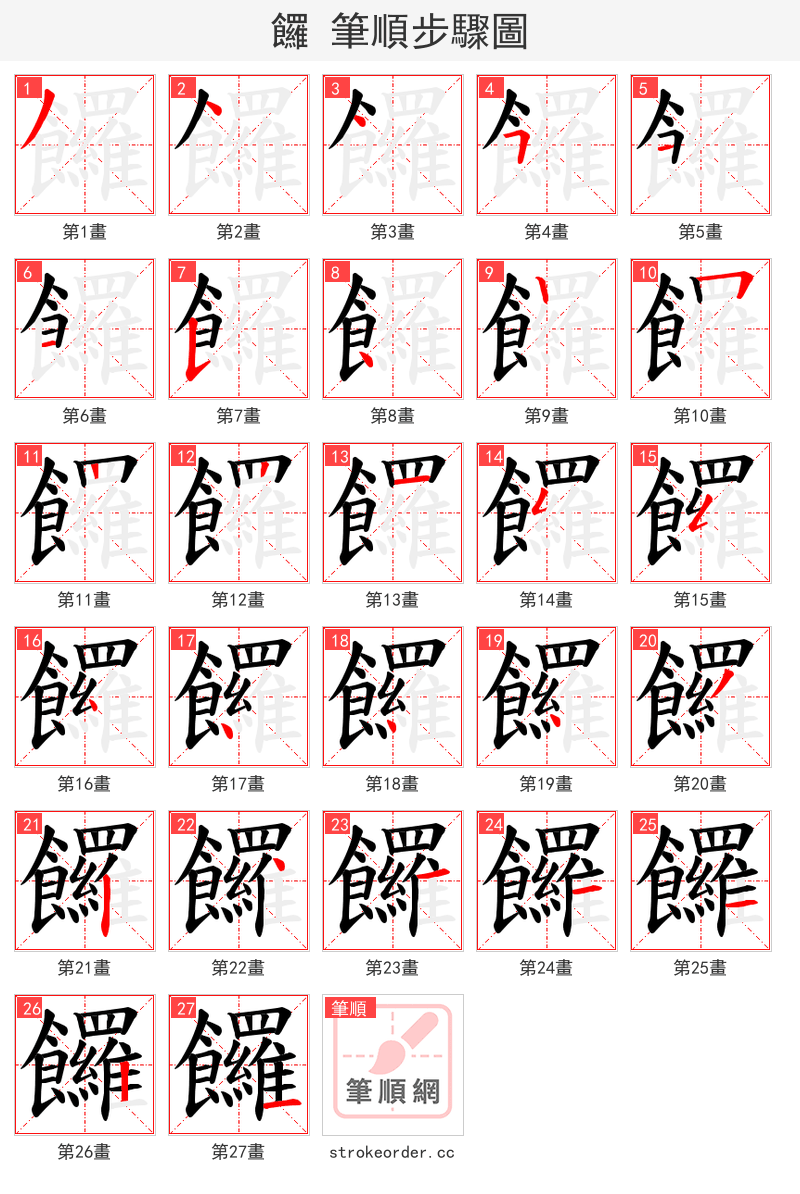 饠 的笔顺分步演示