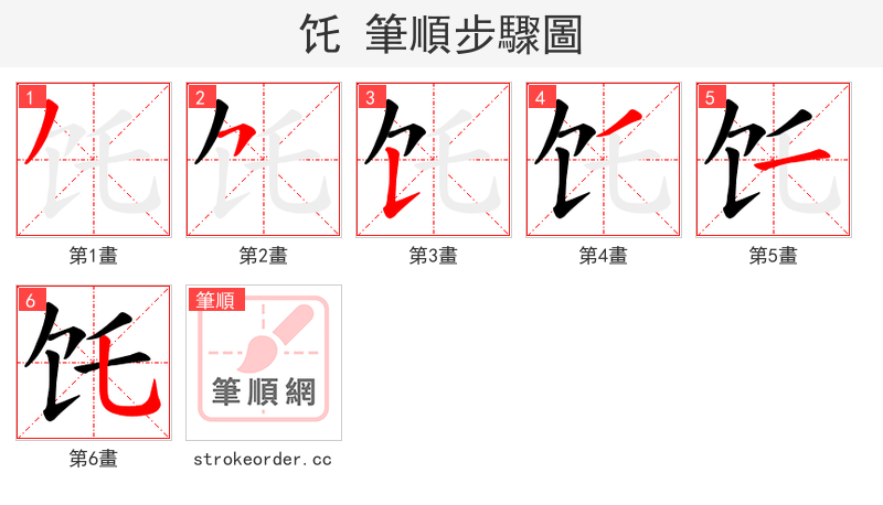 饦 的笔顺分步演示