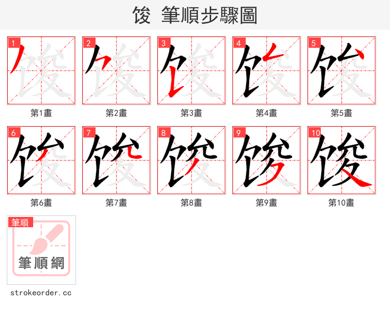 馂 的笔顺分步演示