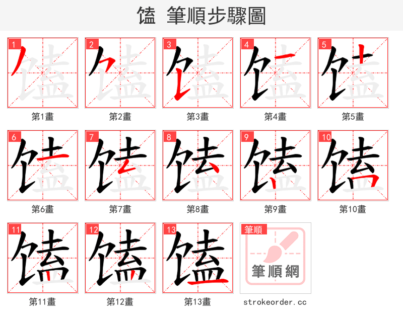 馌 的笔顺分步演示