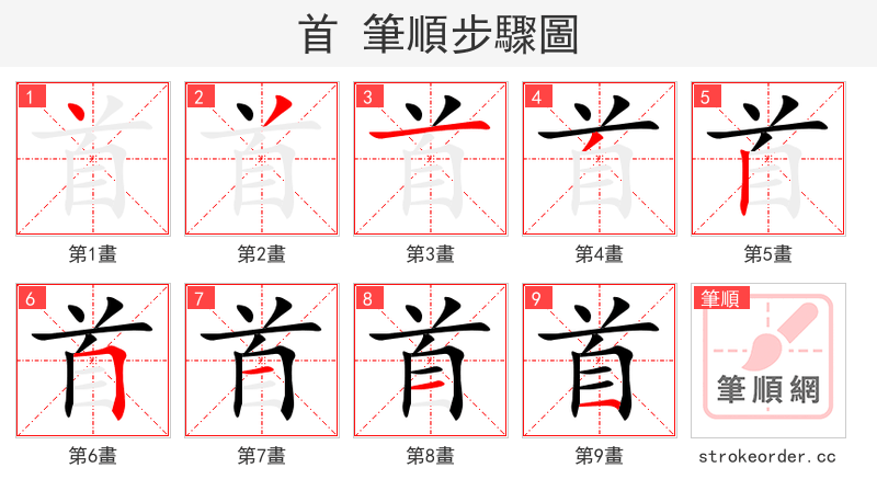 首 的笔顺分步演示