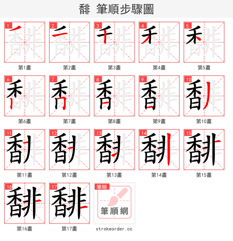 馡 的笔顺分步演示