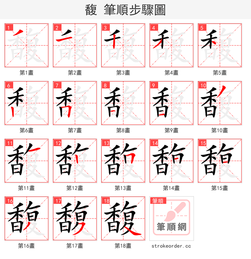 馥 的笔顺分步演示