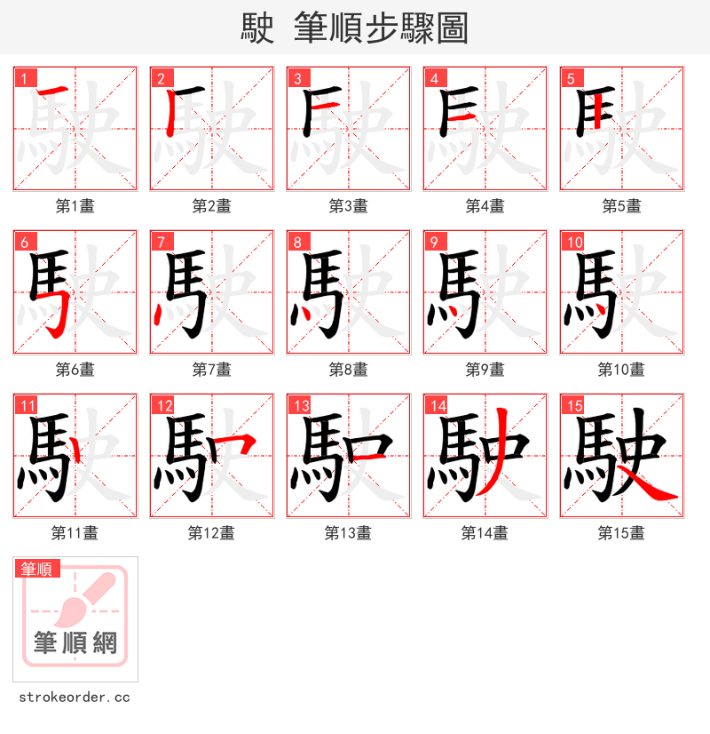 駛 的笔顺分步演示