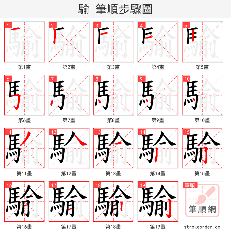 騟 的笔顺分步演示
