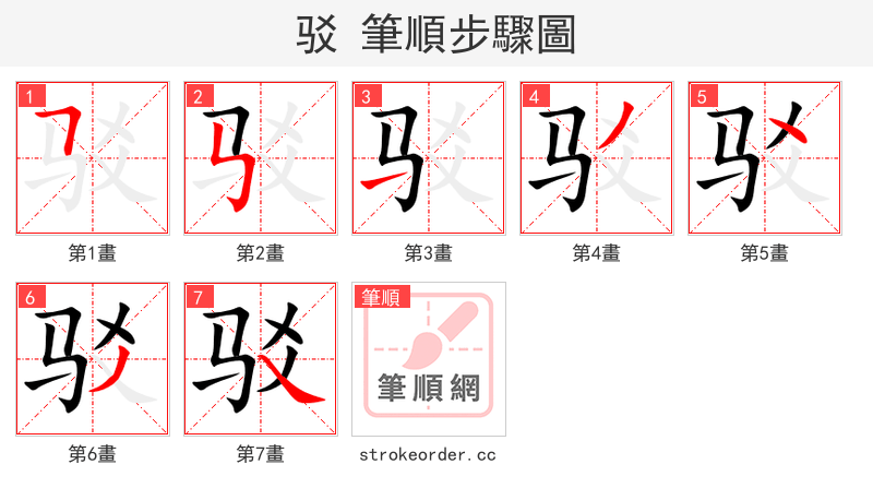 驳 的笔顺分步演示