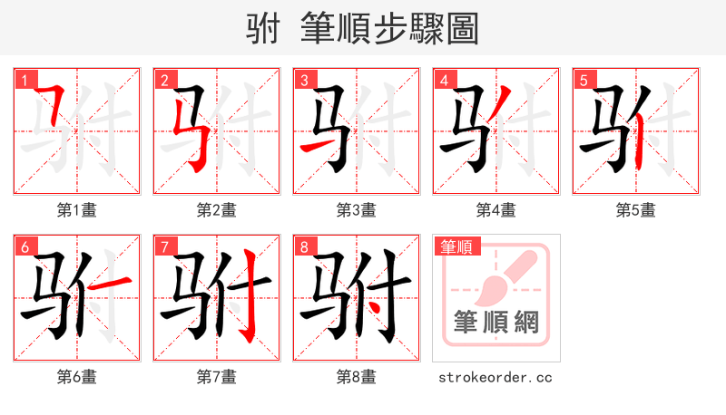 驸 的笔顺分步演示