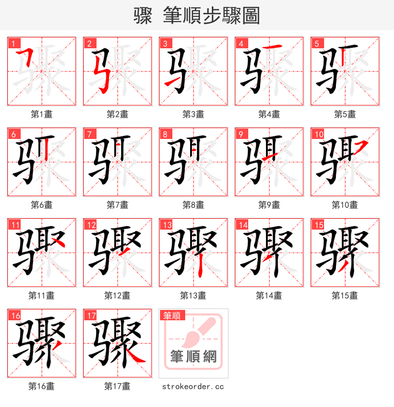 骤 的笔顺分步演示