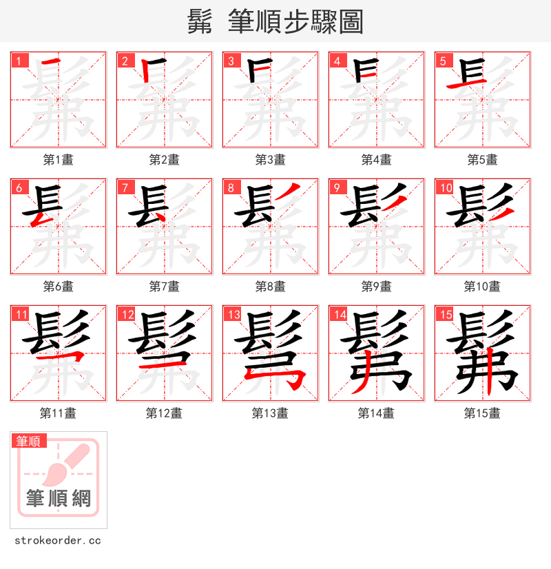 髴 的笔顺分步演示