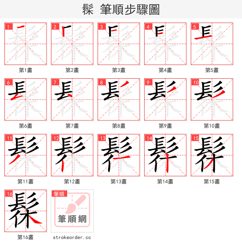髹 的笔顺分步演示