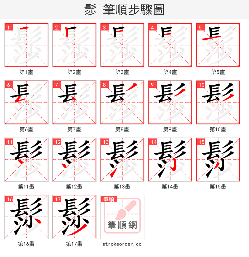髿 的笔顺分步演示