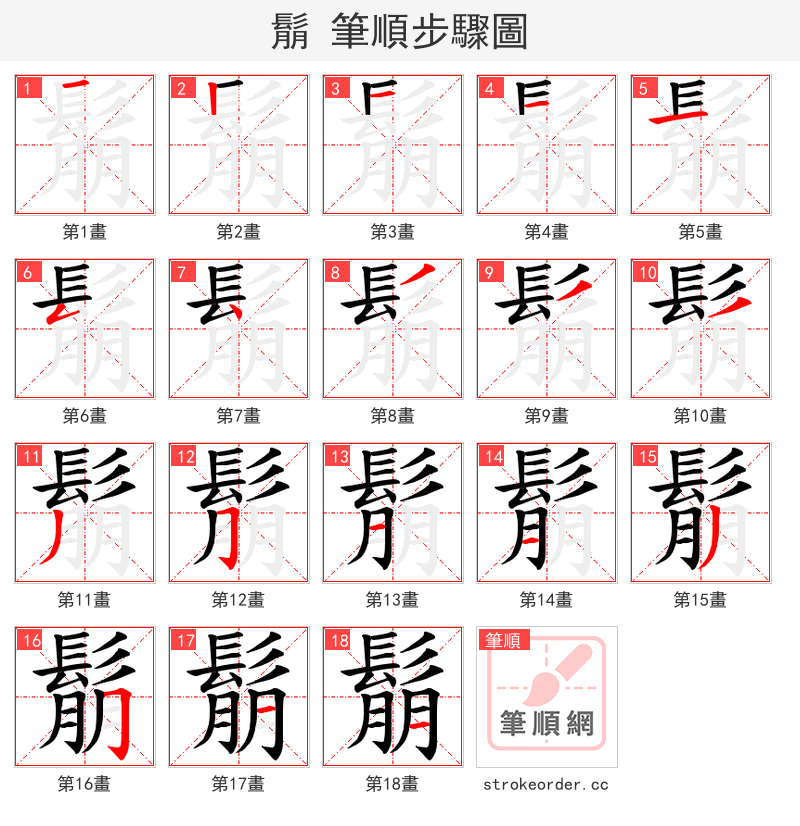 鬅 的笔顺分步演示